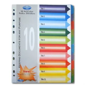 Bìa phân trang nhựa 10 số tiện lợi, giúp sắp xếp hồ sơ gọn gàng