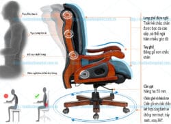 ghế giám đốc TQ19 chân gỗ Hòa Phát