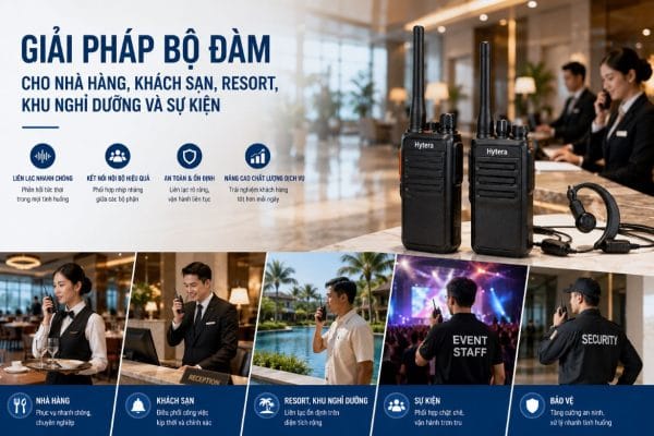 Giải pháp bộ đàm cho nhà hàng, khách sạn, resort, khu nghỉ dưỡng và sự kiện giúp liên lạc và điều phối công việc hiệu quả